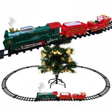Imagem de Trenzinho Eletrico Natal Solta Fumaça Som Led Avore Natalino Trem Deco