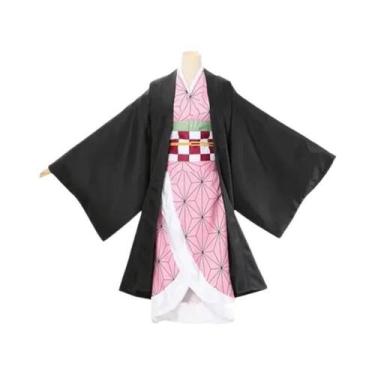 Imagem de Cosplay Nezuko Kamado - Demon Slayer: Uniforme para Adultos e Crianças