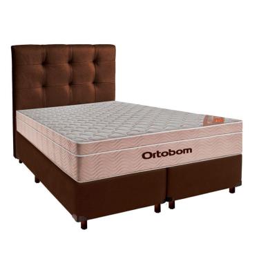 Imagem de Kit Cama Box + Cabeceira + Colchão Queen Molas Ensacadas - Airtech - Ortobom