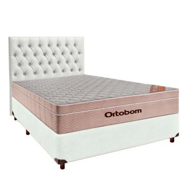 Imagem de Cama + Box Branco E Colchão Ortobom Molas Ensacadas Casal - Airtech + Cabeceira