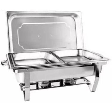 Imagem de Kit 2 Rechaud Retangular 9 L Com 2 Cubas 1/2 Banho Maria