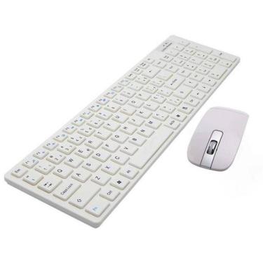 Imagem de Kit Teclado E Mouse Slim Sem Fio Wireless 2.4ghz - Branco