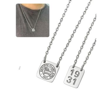 Imagem de Cordão Colar Escapulário 60Cm Prata Unissex Time Pingente