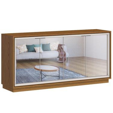 Imagem de Buffet Aparador Decorativo 160cm com Espelho Raze Off White/Freijó - Gran Belo