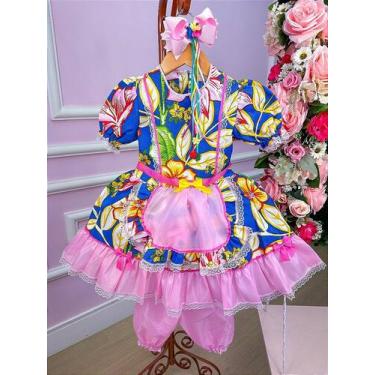 Imagem de Vestido Junino Claudete com Shortinho e Laço - Juninos, Azul, 2