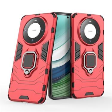 Imagem de Capa Protetora Magnética Anti-quedas para Huawei Mate 60, Suporte Giratório + Proteção Militar (Vermelho)