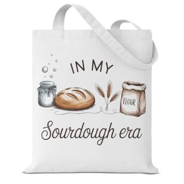 Imagem de Bolsa de ombro divertida para mulheres amantes de padeiros em My Sourdough Era, bolsa de ombro reutilizável estética para compras, supermercado, trabalho, pastelaria, estética