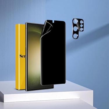 Imagem de 1 pacote de protetor de tela de privacidade compatível com Galaxy S23 Ultra, com 1 pacote de protetor de lente de câmera de vidro temperado, acessórios compatíveis com Galaxy S23 Ultra