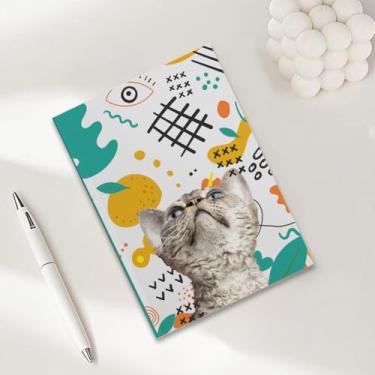 Imagem de Cadernos com estampa de desenho de gato fofo para trabalho, caderno de composição A5, caderno pautado na faculdade, agenda de viagem forrada para escrever anotações, presentes para amantes de gatos
