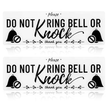 Imagem de 2 peças "Please Do Not Knock or Ring Doorbell", placa de campainha acrílica para porta da frente autoadesiva, sem perturbação, sem bater, para loja, casa, negócios
