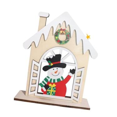 Imagem de FLCPJGV Decoração de mesa de Natal, enfeite de madeira, mesa, placa de sinalização, casa gravada para prateleiras de festival, bar, lareira, Boneco de Neve