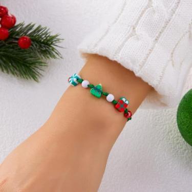 Imagem de Pulseiras de Natal para mulheres, berloques, miçangas, joias de Natal, presentes, decorações de árvores, conjunto de berloques festivos