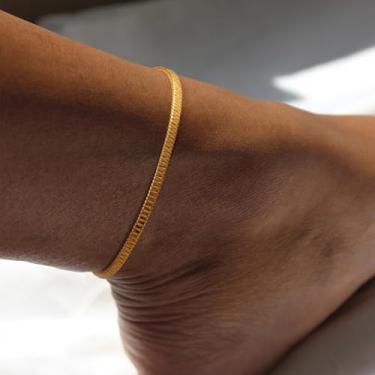 Imagem de Tornozeleira de ouro para mulheres, corrente de cobra, flor cruzada, 3,0 mm