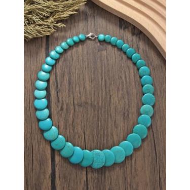 Imagem de Novo colar boêmio étnico turquesa natural com contas (SN-0134-azul), No size, Liga de aço, Sem Pedra Preciosa