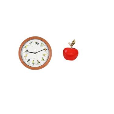 Imagem de Fenteer Relógio de Parede com Estátua de Pássaro Cantando, Ornamento, Simulação de Arte, Relógios de Parede Decorativos, Estatueta de Cerâmica, Escultura de F