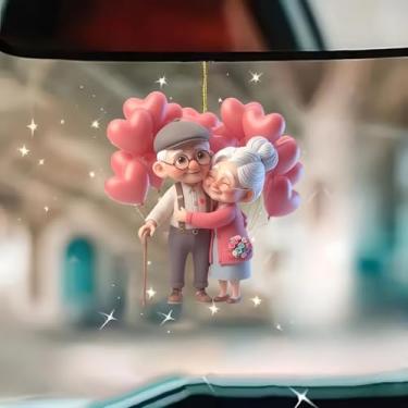 Imagem de Enfeite fofo para pendurar no carro do Dia dos Namorados com laço - para espelhos retrovisores, bolsas e chaveiros - decoração de casa