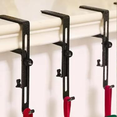 Imagem de 1 gancho multiuso para enfeite de janela para lareira ajustável, gancho de meia de metal de Natal, ganchos para pendurar ferramentas domésticas