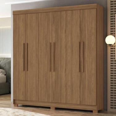 Imagem de Guarda-Roupa Casal Ampére 6 Portas 2 Gavetas Jatoba - Pnr Móveis, Marr