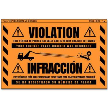 Imagem de Adesivo de aviso de violação de reboque, 20 unidades/lote, PVC bilíngu