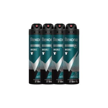 Imagem de Kit 4 Desodorante Rexona Invisible Masculino Aerosol Antitranspirante 72 horas 150ml