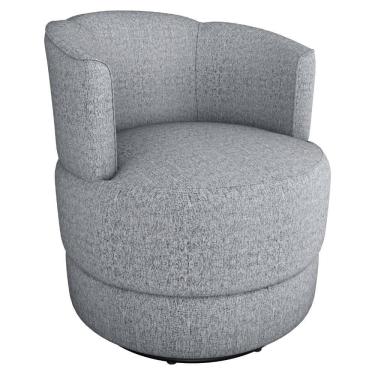 Imagem de Poltrona Base Giratoria Marselha Linho Vancouver Milani Store Cinza