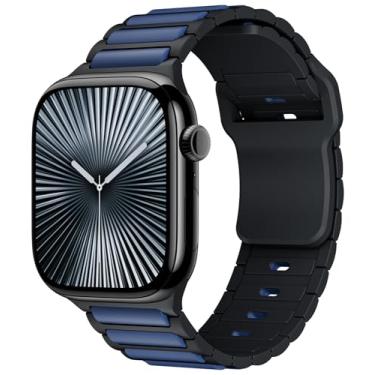 Imagem de Pulseira magnética masculina para Apple Watch Series 11, 10, 9, 8, 7, 6, 5, 4 e 3/SE 2nd/Ultra 2/3 de 49 mm, 06 - azul e preto, 44mm 45mm 46mm 49mm 42mm(series 3 2 1)