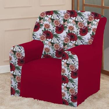 Imagem de Capa para Poltrona Coladinha Mista Floral Estampada Decoração Sala Qua