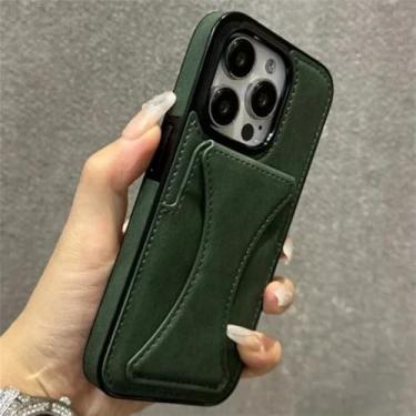 Imagem de Capa para iPhone 16 15 11 12 13 14 Pro Max 17 Slim Fit Couro Slots para Cartões Capa Kickstand, verde, para iPhone X