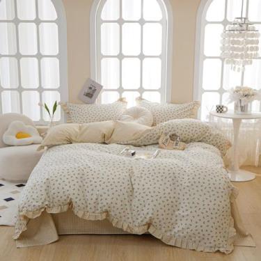 Imagem de Conjunto de capa de edredom MOTNTD Floral Twin Ruffle Boho Cotton