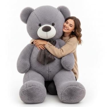 Imagem de Urso Cinza de Pelúcia 1m – Fofo, Sorridente e Perfeito para Presentear