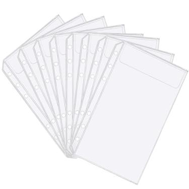 Imagem de 24 peças A6 bolsos para fichário de PVC com 6 furos, envelopes transparentes sem zíper para armazenamento de documentos e organização de arquivos