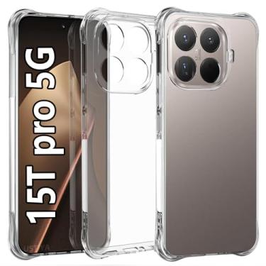 Imagem de USTIYA Capa para Xiaomi 15T Pro 5G TPU transparente quatro cantos capa protetora transparente macia