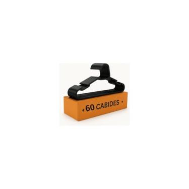 Imagem de Kit 60 Cabides Super Compacto Premium, 39cm x 19,5cm, Suporta 1,5kg, Preto, para Roupas em Geral