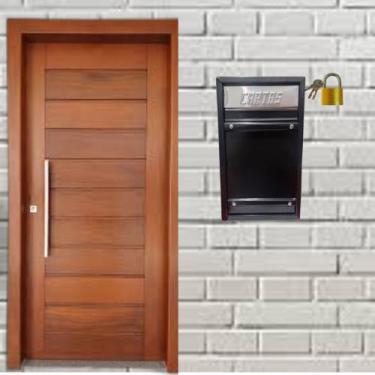 Imagem de Caixa de correio grande embuti e potão de grade chapa aço +cadeado 4 p