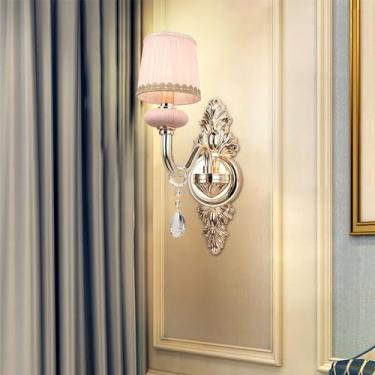Imagem de Luminária de parede de cristal de luxo europeia, moderna, com LED, para decoração de sala de estar, quarto, escritório, quarto modelo, hotel, casa de campo, corredor (1 lâmpada, 1 peça)