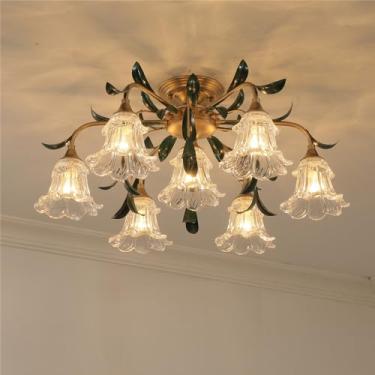 Imagem de Luminária de teto estilo pastoral americano, criatividade francesa, para sala de estar, restaurante, quarto, escritório, casa de campo, café, loja de roupas, decoração em LED, luminária em f