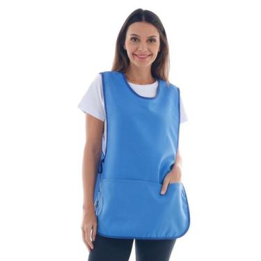 Imagem de Bata Jaleco Avental Tecido Oxford com Bolsos Amarração e Ajuste Latera