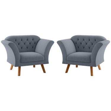 Imagem de Conjunto Poltrona Decorativa Roseira Inca Chumbo