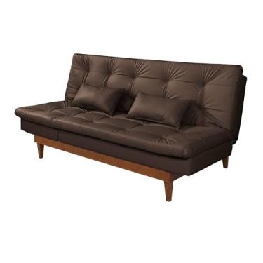 Imagem de Sofá Cama Versátil Sala de Estar 3 Lugares Tecido em Corino Casa Imperial Marrom