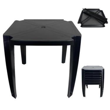 Imagem de Mesa Desmontável e Empilhável Plástico Quadrada Preta 70x70cm Prática e Resistente