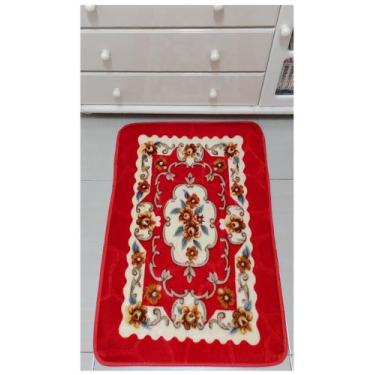 Imagem de Tapete de canto tamanho 90X50cm estampado floral em veludo - Rfeliz Ta
