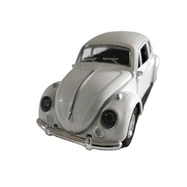Imagem de Miniatura de Carro Colecionável Fusquinha, Carrinho de Ferro com Portas que Abrem, Escala 1:32, 12cm, com Sistema de Fricção (Branco)