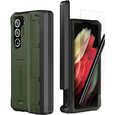 Imagem de CaseBorne Capa V compatível com Samsung Galaxy Z Fold 5 - Capa protetora de corpo inteiro com capa de dobradiça, [protetor de tela de vidro temperado], suporte e suporte para S Pen, [materiais