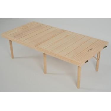 Imagem de SRYBLT Mesa de madeira Boho portátil de 56 x 111 cm, mesa de piquenique para dois, madeira de pinho maciça, design dobrável, pernas de mesa de 33 cm de altura, com verniz transparente, natural