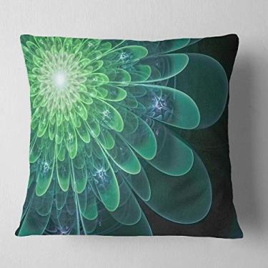 Imagem de Design perfeito flor fractal em verde macio floral sala de estar, sofá, almofada de alta qualidade + capa de almofada impressa em ambos os lados 66 cm x 66 cm