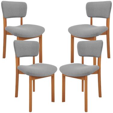 Imagem de Kit 04 Cadeiras Para Sala de Jantar Cozinha Living Estofada Dara L02 Bouclê Cinza - Lyam Decor