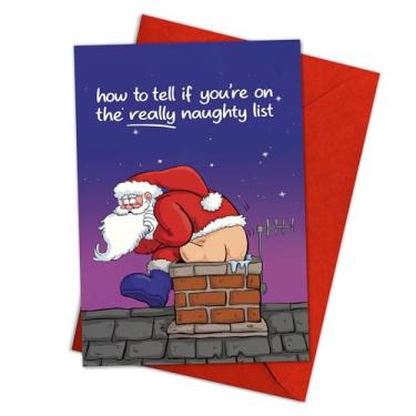 Imagem de Podagree Cartão de Natal divertido de Papai Noel, humor adulto, cartão de Natal hilário para amigos ou colegas de trabalho, Papai Noel atrevido na chaminé, presente de Natal para ele ou ela