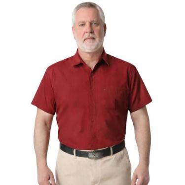 Imagem de Camisa Social Microleve Manga Curta Plus Size Não Amassa - C&C, Vermel