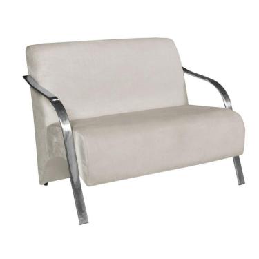 Imagem de Poltrona Namoradeira Vênus Suede Braço Aluminio Bege