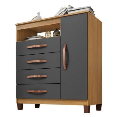 Imagem de Cômoda Sapateira Cannes Carvalho Americano Grafite - Incorplac